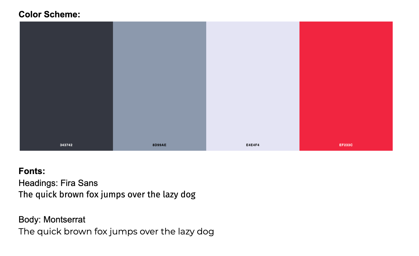 color scheme and font