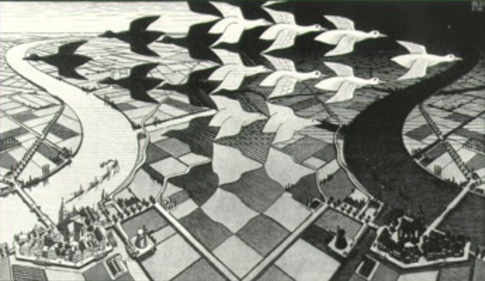 One of Escher's most well known pieces: Day and Night