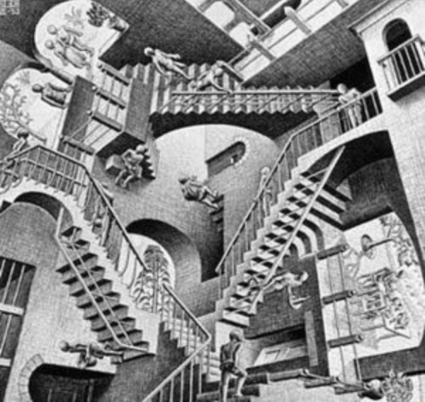 One of Escher's most well known pieces: Relativity